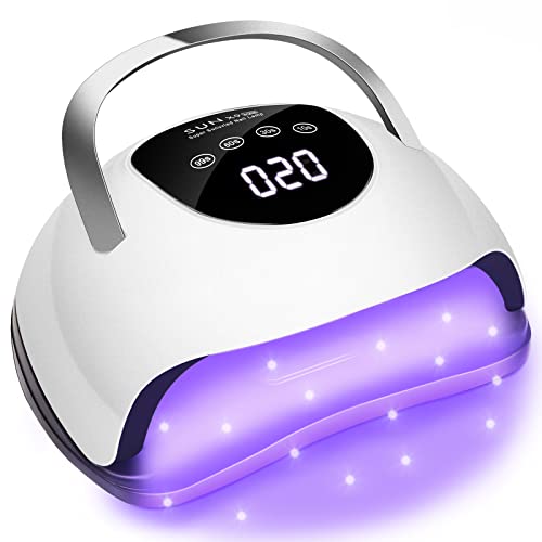 Wisdompark LED Nail Lamp 220W for Gel Nails Fast Curing Dryer with 57pcs Lamp Beads 4 Timers Professional UV Light for Home Salon Nail Art Tools White