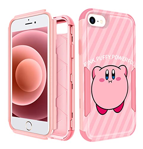 STSNano 3 in 1 Heavy Duty Case for iPhone 7/8/SE 2020/SE 2022 4.7”Cute Cartoon Character Hard PC Full Body Cover Rugged Bumper Military Grade Drop Shockproof Phone Cases for Girls Women Boys,Xizhikabi - Pink Xizhikabi