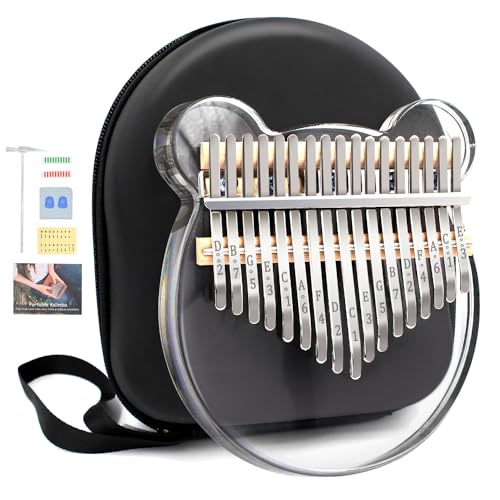 Acrylic Kalimba Thumb Piano,YUNDIE Portable 17 Keys Mbira Crystal Finger Piano, Musical Instruments Birthday Gift for Kid Adult Beginners Professional(Clear) (17 Keys) - 17 Keys