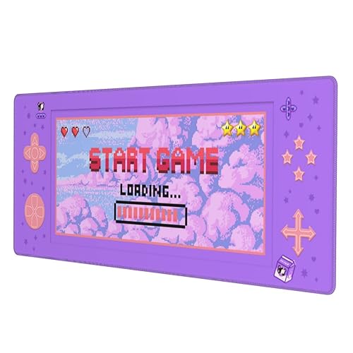 Purple Game Cow Milk Gaming Mouse Pad XL, Large Extended Mousepad Desk Pad, Long Nonslip Rubber Mice Mats Stitched Edges Playmat for Office Home Gamer, 31.5x11.8 Inch - 5