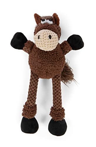 goDog Checkers Skinny Horse Squeaky Plush Dog Toy, Chew Guard Technology - Brown, Small - Checkers - Small - Checkers - Skinny Horse (Brown)