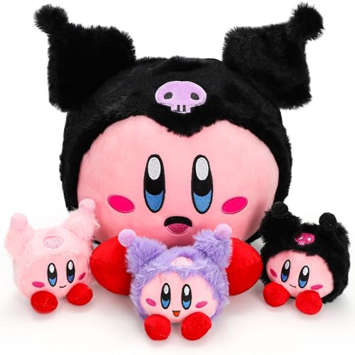 13inch Kirb-y Cartoon Plush - Monster Mommy Plush with 3 Baby Plush Anime Game Stuffed Plush Pillow Room Decorat Collection Gift for Kids Fans
