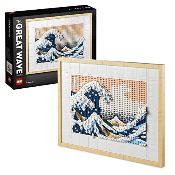LEGO 31208 Art Hokusai – La Grande Vague, Set de Décoration Murale Japonaise, Tableau Océan, Loisir Créatif pour Adultes de Noël, Décor Bureau, Idée Cadeau