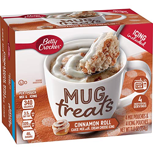 Betty Crocker Baking Mug Treats Cinnamon Roll Cake Mix with Cream Cheese Icing, - Cinnamon-Raisin - 8 Piece Set