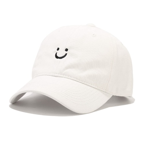 Umeepar Smile Face Baseball Cap for Women Men Adjustable Low Profile Unstructured Cotton Dad Hat - White