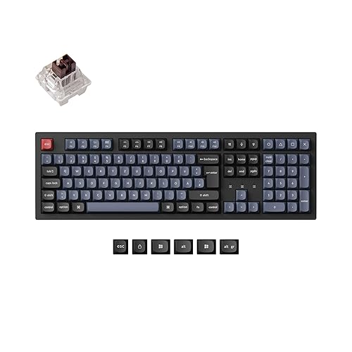 Keychron K10 Pro QMK/VIA Kabellose Mechanische Tastatur,108 Keys DE-ISO Layout Programmierbare Tastatur,Bluetooth/USB-C,RGB,Hot-Swap Brauner Schalter,Tastenkappen PBT Für Windows Mac