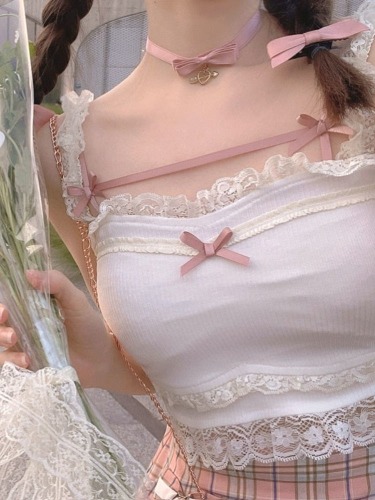 Fairycore Ribbon Tank - White / M