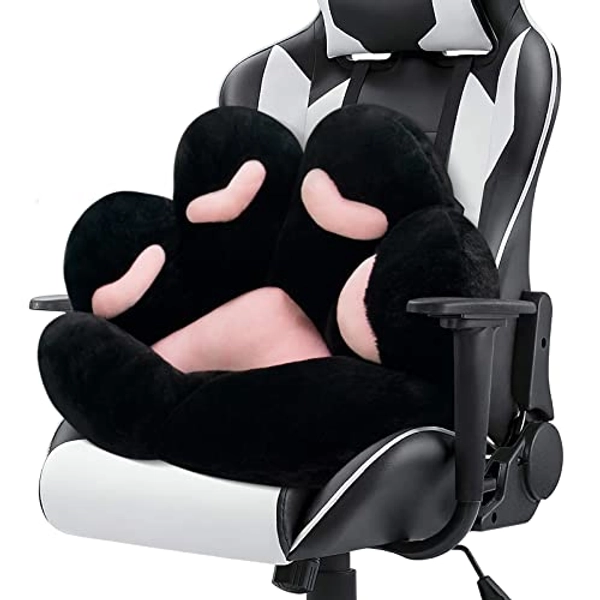 MOONBEEKI Cat Paw Cushion Chair Comfy Kawaii Chair Plush Seat Cushions Shape Lazy Pillow for Gamer Chair 24"x 22" Cozy Floor Cute Seat Kawaii for Girl Worker Gift, Dining Room Bedroom Decorate Black