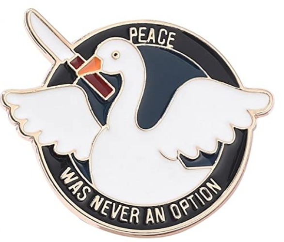 Vrede was nooit een optie Meme Violent Evil Goose Swan Metal Eamel Pin Badge, Metaal