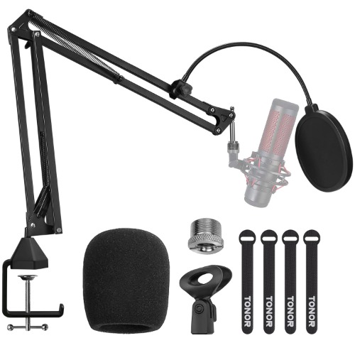 TONOR microfoonarm standaard instelbare microfoonstandaard, 3/8" tot 5/8" adapter, microfoonclip, verbeterde krachtige klem voor HyperX QuadCast Blue Yeti Nano Snowball iCE en andere microfoons T20 - Medium € 34,99