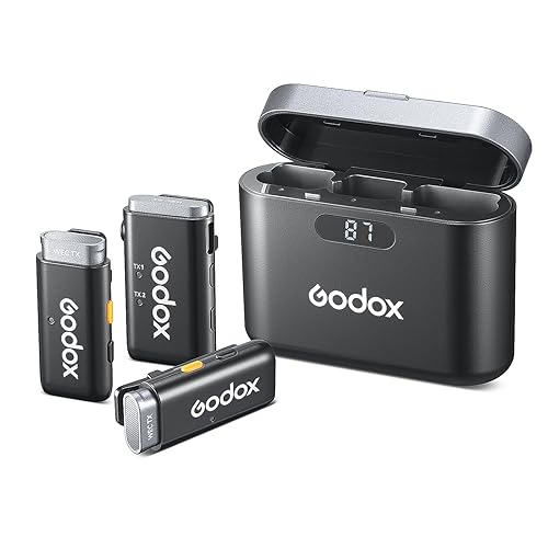 GODOX Wireless lavalier Microphone Systems with Noise Cancellation, 656ft Transmission,8H Battery Life, Compact Wireless Lapel Microphone for DSLR Cameras/iPhone/Android/Live Streaming - 1”/ Type-C