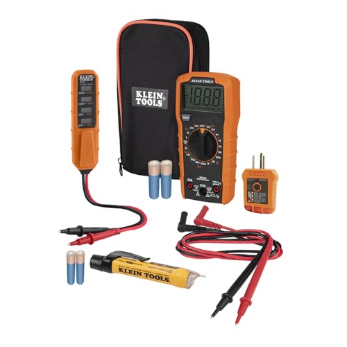 Digital Multimeter Electrical Test Kit, Non-Contact Voltage Tester, Receptacle Tester, Carrying Case and Batteries Klein Tools MM320KIT - Tester Kit