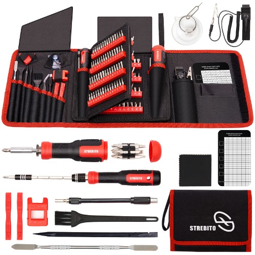 STREBITO Precision Screwdriver Set 191-Piece Multi-Bit Screwdriver 1/4 Inch Nut Driver Home Improvement Tool Electronic Repair Kit for Computer, iPhone, Laptop, PC, Cell Phone, PS4, Xbox, Nintendo - Red