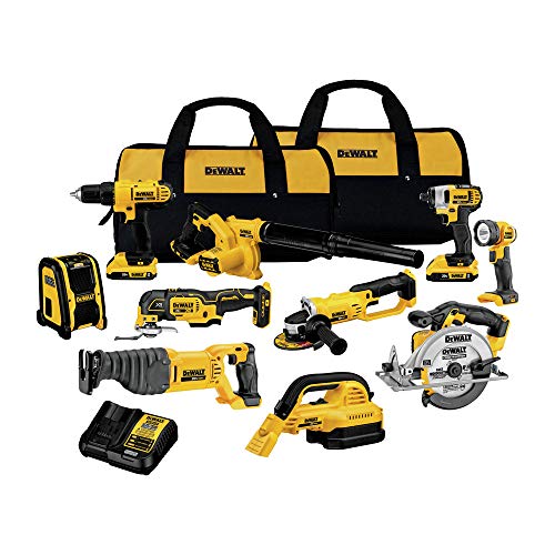 DEWALT 20V MAX Power Tool Combo Kit, 10-Tool Cordless Power Tool Set with 2 Batteries and Charger (DCK1020D2) - w/ 100pc Screw Bit Set