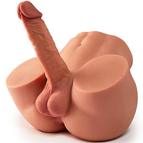 10.5 LB 2 in1 Torso Male Sex Doll with Realistic Dildo and Testis, Anal Male Masturbator with Tight Hole for Men Masturbation, Gohya Unisex Sex Toy for Couple Brown