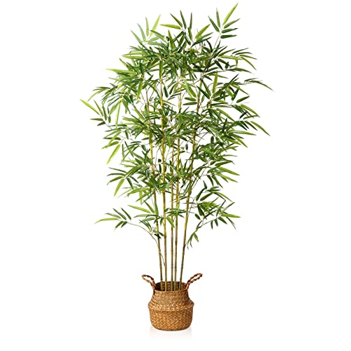 Kazeila Artificial Bamboo Tree Artificial Plants Tall Outdoor 160cm Fake PLants in Pot Large Artificial Plants Indoor for Home Office Garden Decoration(1Pack) - 160cm