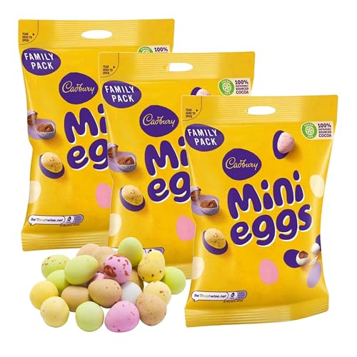 Easter Mini Eggs Chocolate Bulk - Pack of 3 x 270g Solid Milk Chocolate Mini Eggs in a Crisp Sugar Shell. Great for Easter Gifts, Chocolate Hamper or Easter Cake Decoration with Topline Card. - Mini Eggs sharing bags