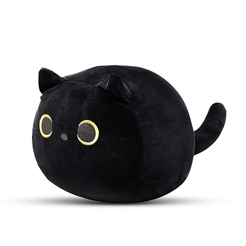 iBccly 8" Black Cat Plush Toy Black Cat Pillow,Soft Plush Doll Cat Plushie Cat Pillow,Stuffed Animal Soft Plush Pillow Baby Plush Toys Cat Shape Design Sofa Pillow Decoration Doll (Black 8 in) - 8in(black)