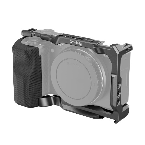 (Upgraded Version) SMALLRIG ZV-E10 Cage with Silicone Handle and Built-in Threaded Holes, Cold Shoe and Quick Release Plate for Sony ZV-E10 - 3538 - Grip Cage