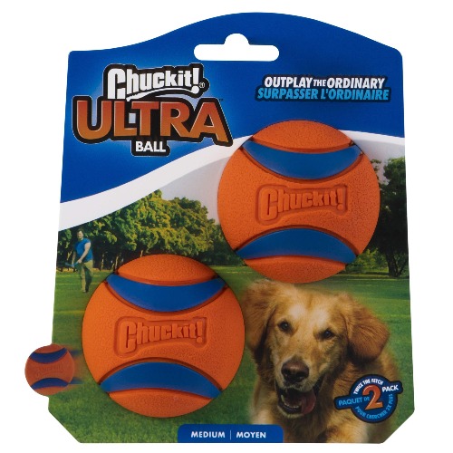 Chuckit! 17001 2.5-Inch Ultra Ball 2 Pack, Medium, Orange/Blue