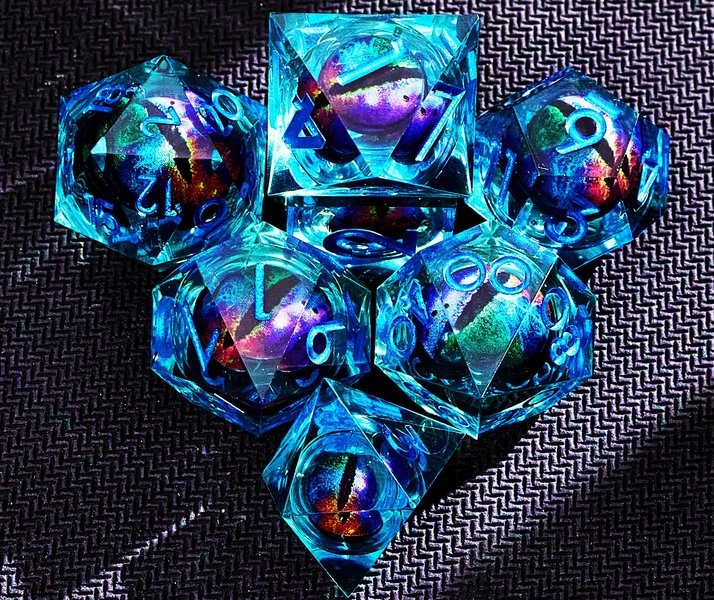 Dragon Eye Liquid Core Dnd Dice Set for role playing games , Liquid Core Sharp Edge RPG Dice Set for D&D Gift , Liquid core d20 dnd dice