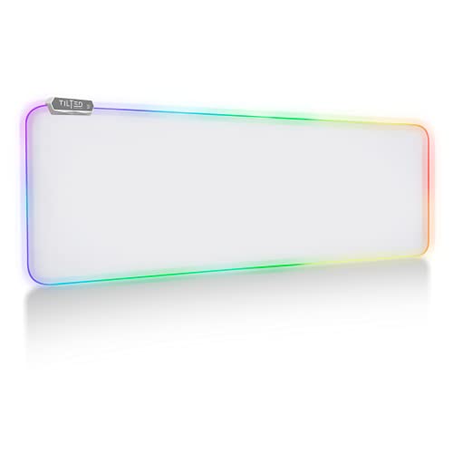 Tilted Nation Bone White Gaming Mouse Pad RGB - Create Your Dream Setup - Bright LED Mouse Pad XL with 8 Light Modes - Smooth Gliding Large RGB Gaming Mouse Pad White - Easy to Clean - Bone White - White