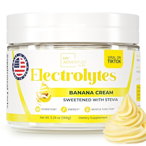 My Adventure to Fit Keto Electrolytes Powder No Sugar - Made in The USA Electrolyte Mix for Women & Men - Hydrating Electrolyte Drinks for Energy & Muscle Function (Banana Cream, 37.5 Servings) - Banana Cream - 30 Servings (Pack of 1)