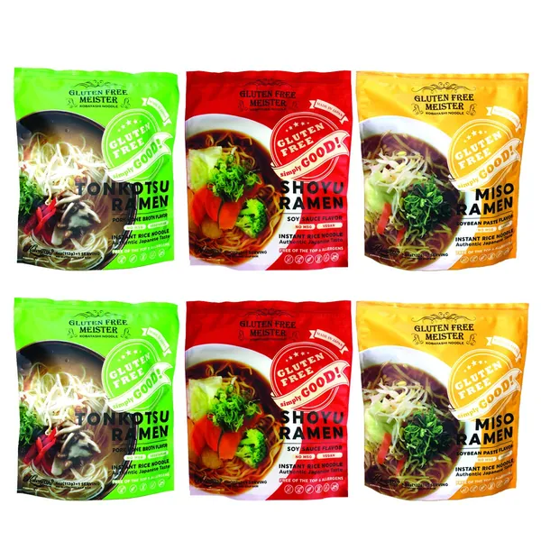 Gluten Free Meister Japanese Ramen - Tonkotsu, Shoyu, Miso Variety 6pk (Vegan/Vegetarian) - 