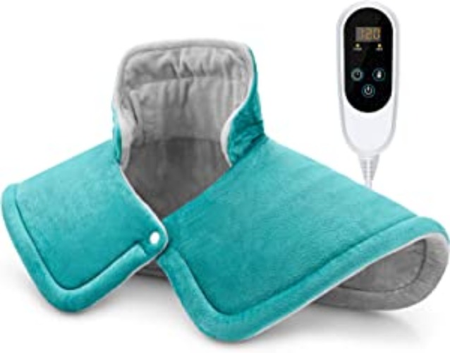 Heating Pad for Neck and Shoulders, 2lb Weighted Neck Heating Pad for Back Pain Relief, 6 Heat Settings 4 Auto-Off, Gifts for Women Men Mom for Christmas, Birthday, Mothers Day,17"x23" Blue