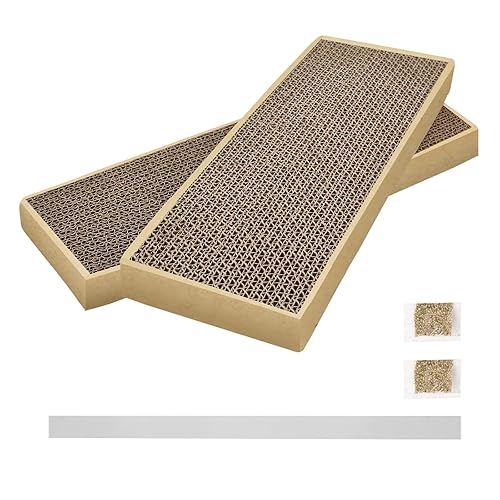 HappyFreeSX Splicing Cat Scratch Pad: Cat Scratchers for Indoor Cats and Kitten, 2 Pack Cat Scratching Pad, Cat Scratcher Cardboard, Cat Scratching Pad, Premium Scratch from Cats, Double-Sided Design - 2PCS