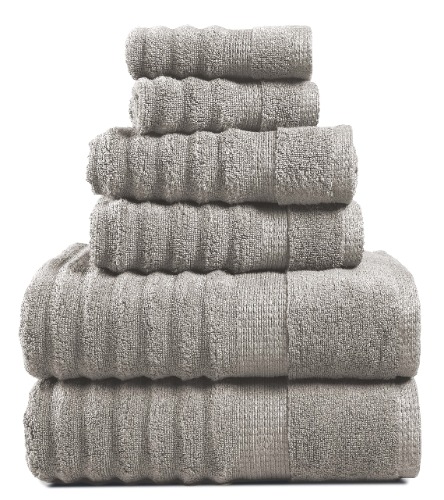 100% Cotton Bath Towels set of 6, Beach Towels for Adults, Spa Gym Shower Towels- 2 Super Absorbent Bath Towels, 2 Decorative Hand Towels for Bathroom & 2 Face wash towels, Hotel Guest Towels - Silver