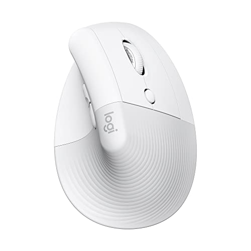 Logitech Lift Vertical Ergonomic Mouse, Wireless, Bluetooth or Logi Bolt USB receiver, Quiet clicks, 4 buttons, compatible with Windows/macOS/iPadOS, Laptop, PC - Off White - Right-Handed - Mouse - WHITE