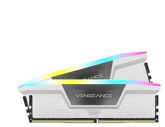 CORSAIR VENGEANCE RGB DDR5 RAM 32GB (2x16GB) 6400MHz CL32 Intel XMP iCUE Compatible Computer Memory - White (CMH32GX5M2B6400C32W) - 32GB (2x16GB) - White