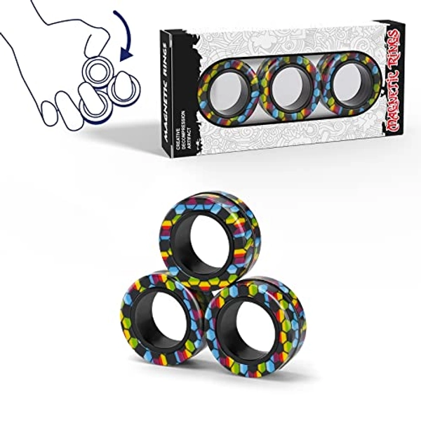 Magnetic Fidget Spinner Rings - Anxiety Relief Adult Toys, ADHD Therapy Magnets for Teens and Kids (3PCS) - H