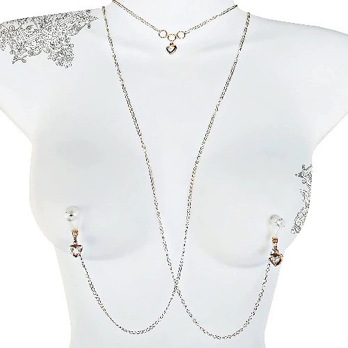 Gold Nipple Chain Necklace with Submissive Day Collar Set