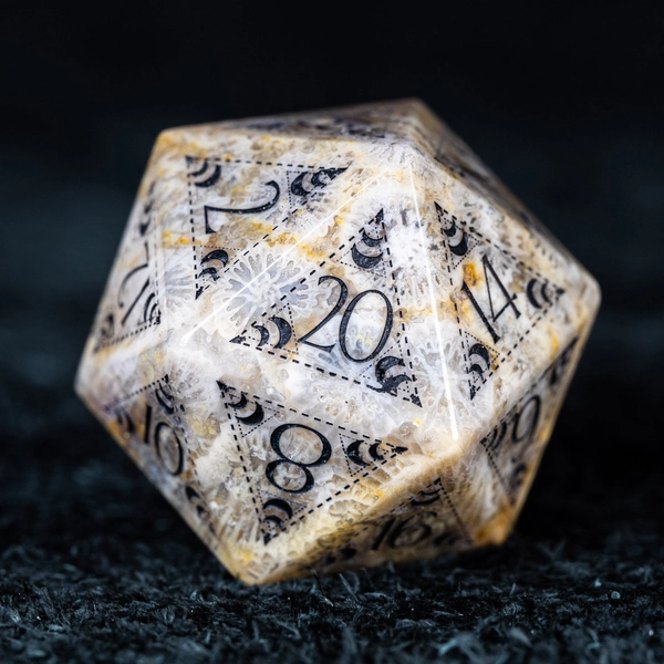 Dnd dice set  Coral Fossil Polyhedral Dice Set  Set  -  Dungeons and Dragons, RPG Game  Lunar Eclipse