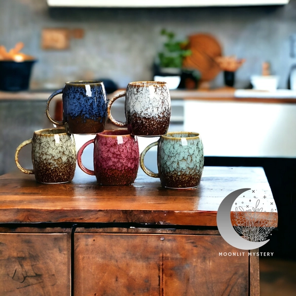 Handmade Ceramic Pottery Mugs | Kiln Change Stoneware Mugs | Cute Ceramic Coffee Mugs | Cool Mugs for Tea | Housewarming Gifts |