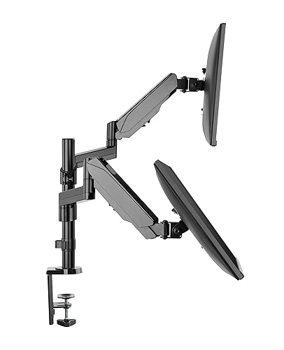 TechOrbits Triple/Double/Single Monitor Mount Stand - Computer Screen Desk Gas Spring Arm (Dual Monitor - Black) - Dual Monitor