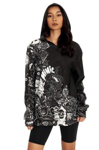 D&D Graffiti Hoodie Sweater | S / Black