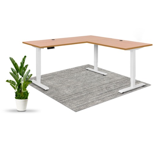 Executive Standing Corner Desk - L Shaped - Large 71" × 71" / White / Oak Wood