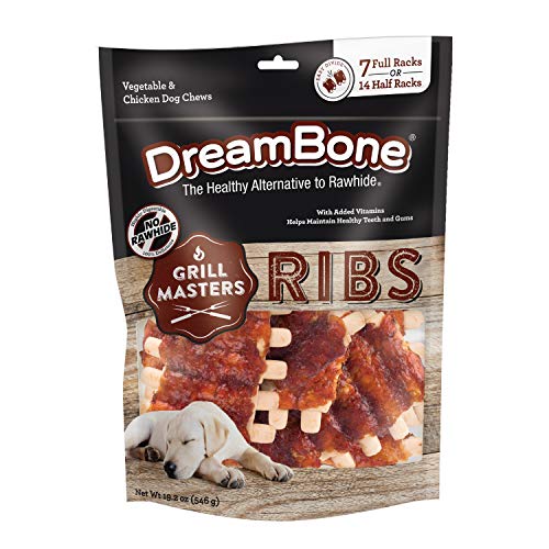 DreamBone Rawhide-Free Grill Masters, Treat Your Dog to a Chew Made with Real Meat and Vegetables - Ribs - 14 Count (Pack of 1)