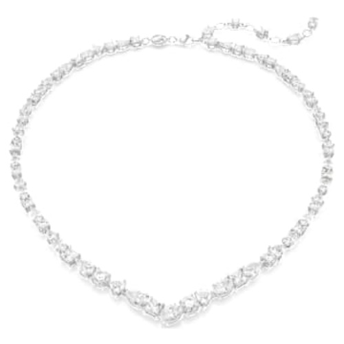 Mesmera necklace, Mixed cuts, White, Rhodium plated