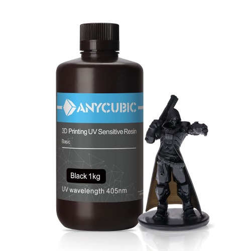 ANYCUBIC 3D Printer Resin, 405nm High Precision Fast Curing UV Photopolymer Resin for LCD 3D Printing, 1kg Black - Grey 1kg