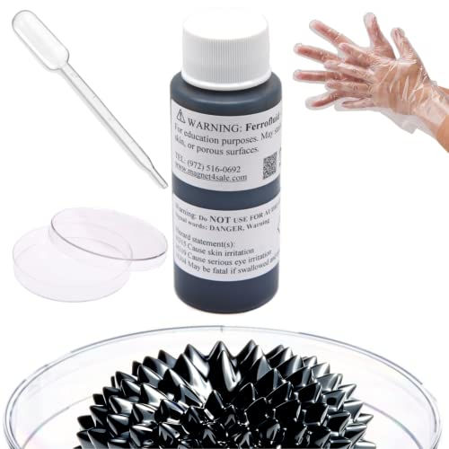 CMS MAGNETICS - (1oz Kit) Ferrofluid Science Experiment Kit for Education in Magnetism - Includes: 1 Fluid Ounce (29.5mL) Bottle of Ferrofluid, Gloves, Pipette, Petri Dishes - 1 fluid oz (29.5mL) - Basic Fluid Kit