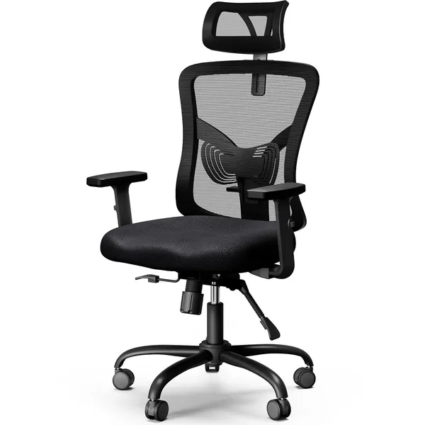 NOBLEWELL Office Chair Ergonomic Office Chair High Back Mesh Computer Chair with Lumbar Support Adjustable Armrest, Backrest and Headrest - 