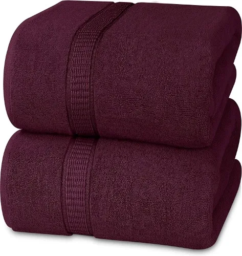 Utopia Towels - Luxurious Jumbo Bath Sheet 2 Piece - 600 GSM 100% Ring Spun Cotton Highly Absorbent and Quick Dry Extra Large Bath Towel - Soft Hotel Quality Towel (35 x 70 Inches, Burgundy)