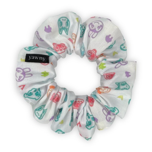 White Animal Crossing Scrunchie (matte) - lite