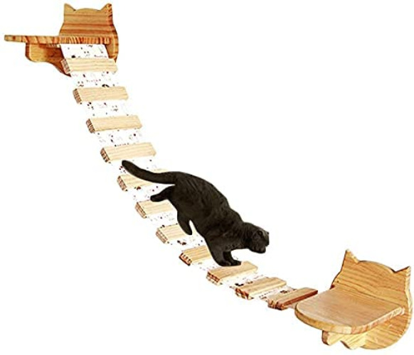 HC Wall Mounted Wooden Cat Tree with Climbing Step Shelves, Cat Perch Activity Centres Pet Play Furniture (Wooden) - Wooden
