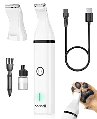 oneisall Dog Paw Trimmer, Quiet Dog Clippers, Paw Shaver for Dogs Cats Paws, Eyes, Ears, Face - White