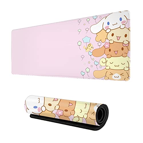 Kawaii Large Pink Mouse Pads with Design Novelty Anime Keyboard Pad Non-Slip Extended Full Desk Cute Keyboard Mat Waterproof XXL Gaming Mousepad for Girl Gift Notebook Office Pad Computer 15.7x31.5In - Cute Mouse Pad - Large Size